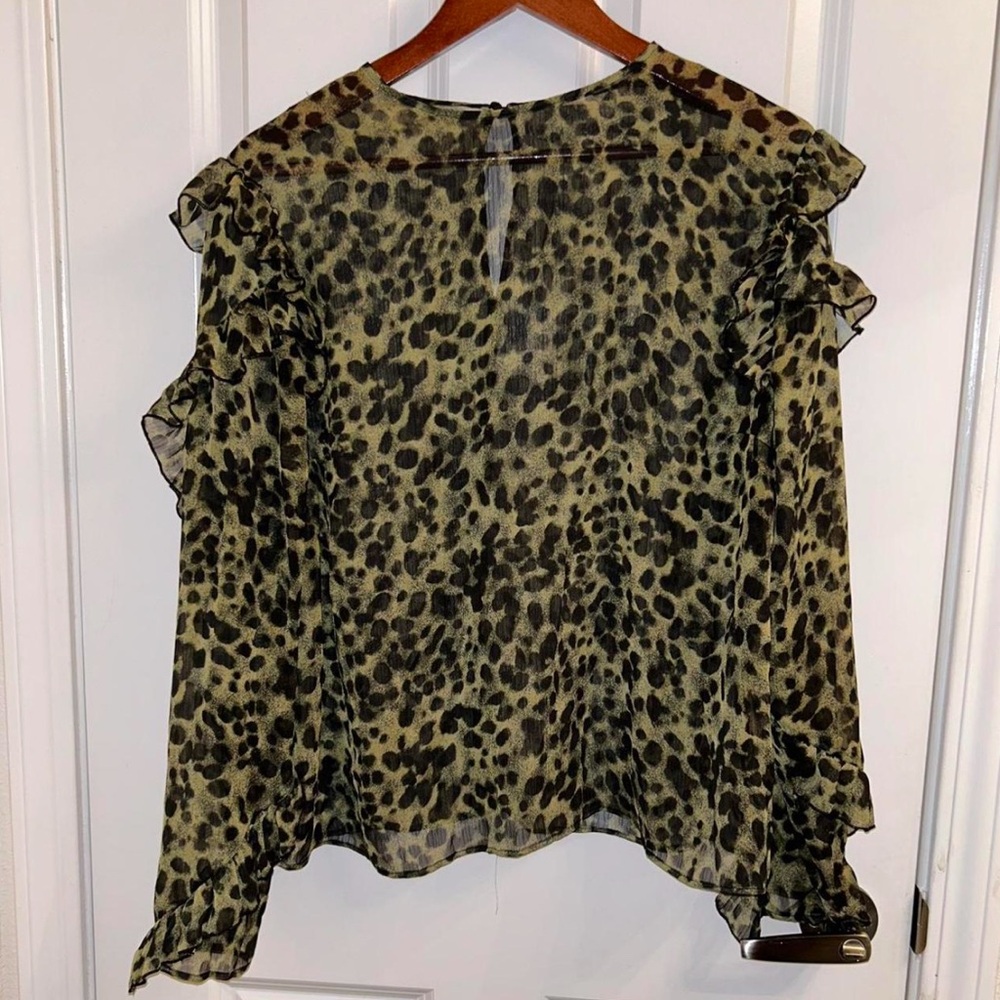 H&M Animal Print Ruffle Blouse
